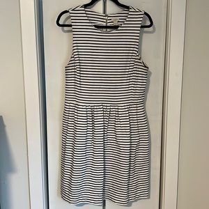 J. Crew white and black striped sleeveless dress